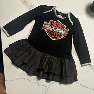 Harley-Davidson Black Long Sleeve Kids Tee with Ruffle Skirt